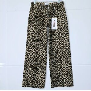 NWT Telepatia Low Rise Wide Leg Leopard Print Jeans